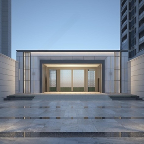 现代小区入口大门门3D模型下载